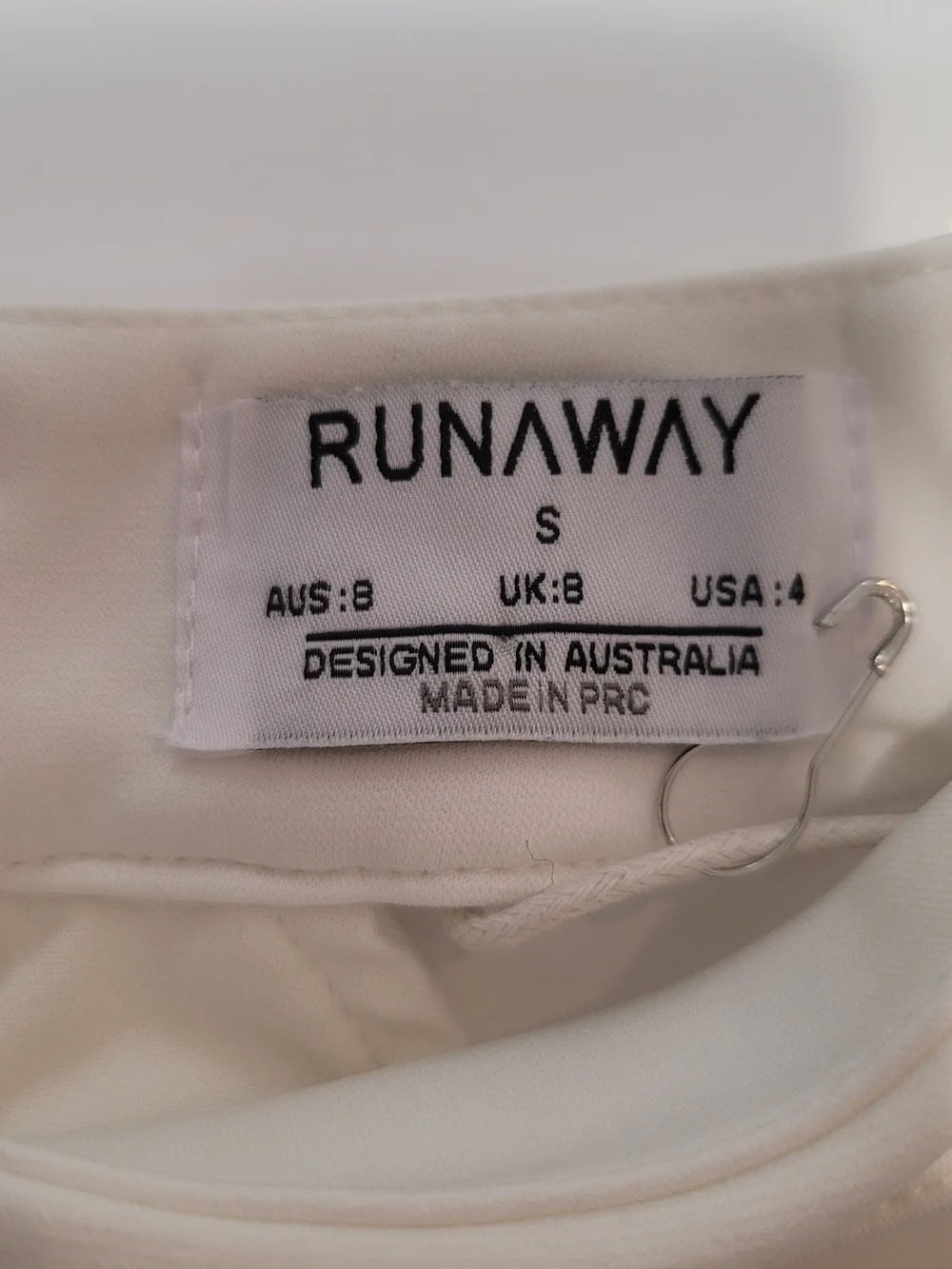 One-Shoulder White Mini Dress with Neck Tie Detail Size S/4
